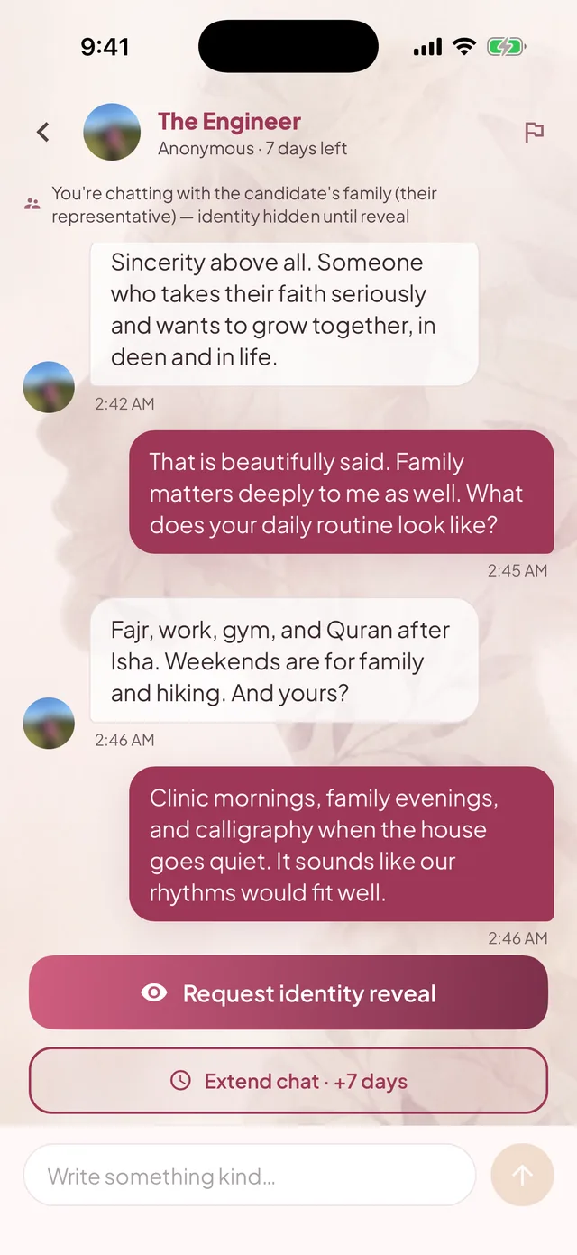 Zauj Private chat screen